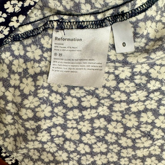 Reformation blue floral classic midi slip dress size 0 EUC - Picture 3 of 6